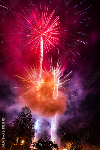 New Year s Eve Fireworks at Casino Baden in Lower Austria  Vibrant Celebration Lighting Up the Night Sky