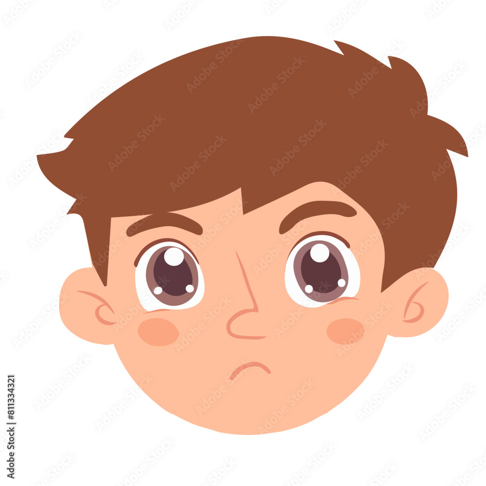 Vector angry cartoon boy with facial expression on white background Vector angry cartoon boy with facial expression on white background