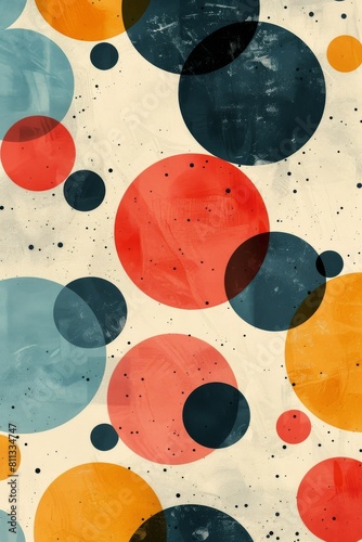 Pattern of Circles and Dots on White Background