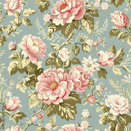 French Baroque floral wallpaper seamless pattern