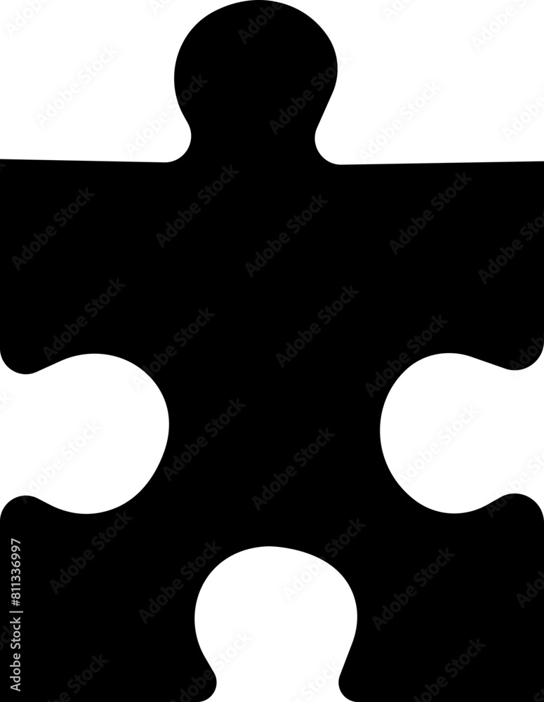 Puzzle piece black icon isolated on transparent background. Vector ...