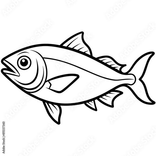 Amberjack fish line art, white background  © ArtfuIInfusion769