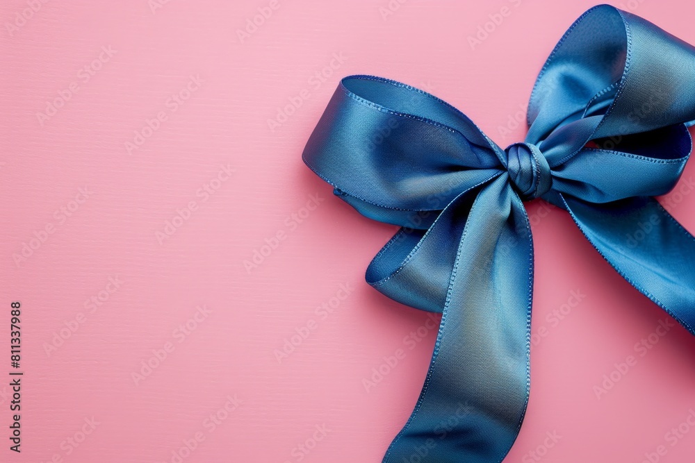 blue ribbon with bow on pastel background, symbolizing women's holiday gift concept banner with copyspace Generative AI blue ribbon with bow on pastel background, symbolizing women's holiday gift concept banner with copyspace Generative AI