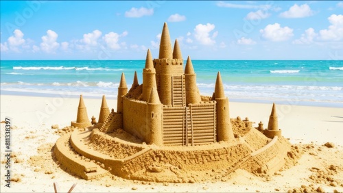 Sand castle on the seashore.