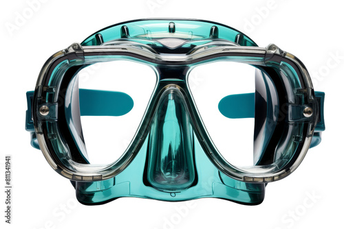 A pair of blue goggles with clear lenses. The goggles are designed for underwater use © Rattanathip