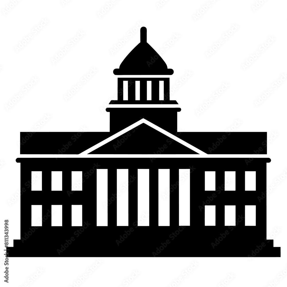 a university vector silhouette, black color silhouette, white background (1)