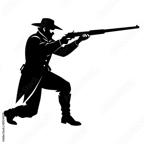 American civil war soldier vector silhouette, black color silhouette (3)