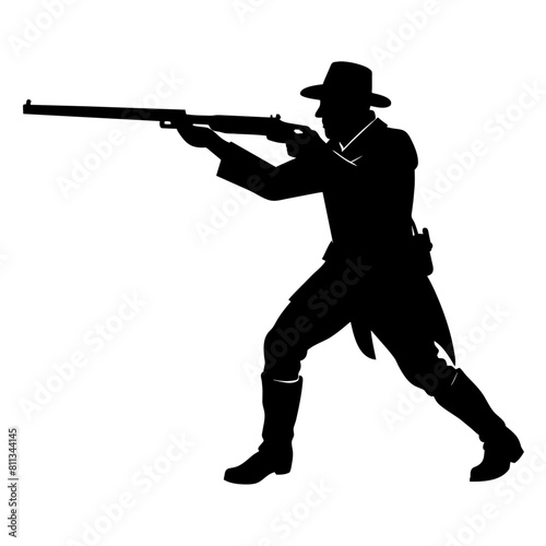 American civil war soldier vector silhouette, black color silhouette (7)
