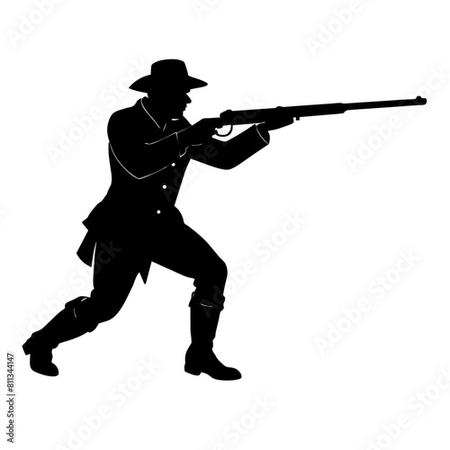 American civil war soldier vector silhouette, black color silhouette (4)