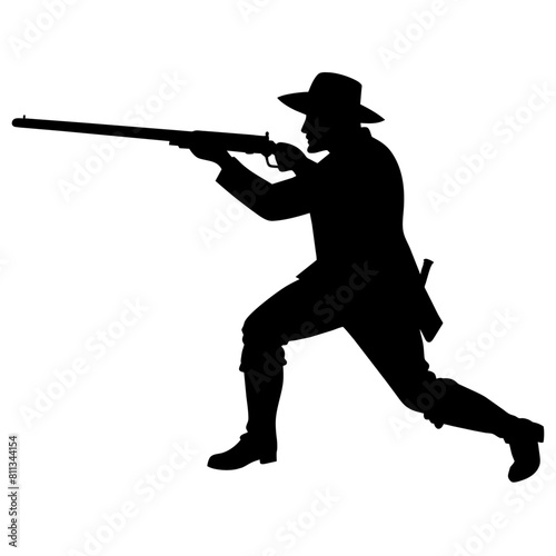 American civil war soldier vector silhouette, black color silhouette (11)