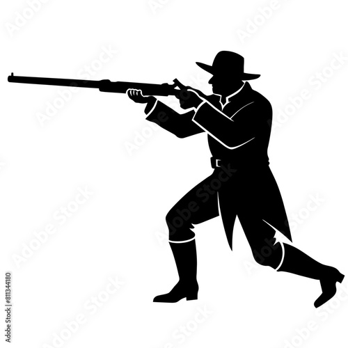 American civil war soldier vector silhouette, black color silhouette (13)