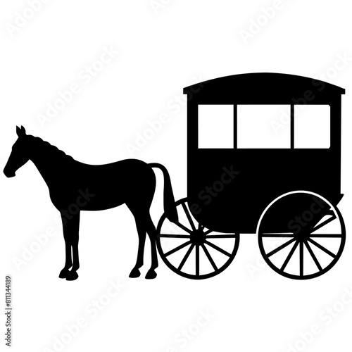 Amish buggy and horse silhouette vector vector silhouette, black color silhouette, (2)