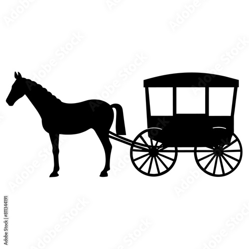 Amish buggy and horse silhouette vector vector silhouette, black color silhouette, (1)