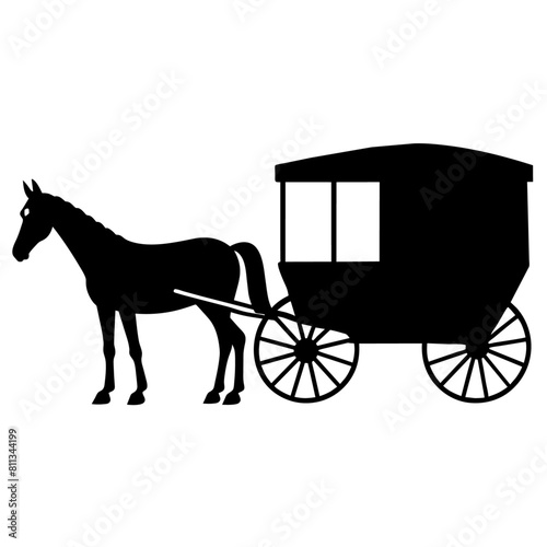 Amish buggy and horse silhouette vector vector silhouette, black color silhouette, (4)