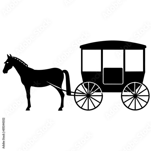 Amish buggy and horse silhouette vector vector silhouette, black color silhouette, (26)