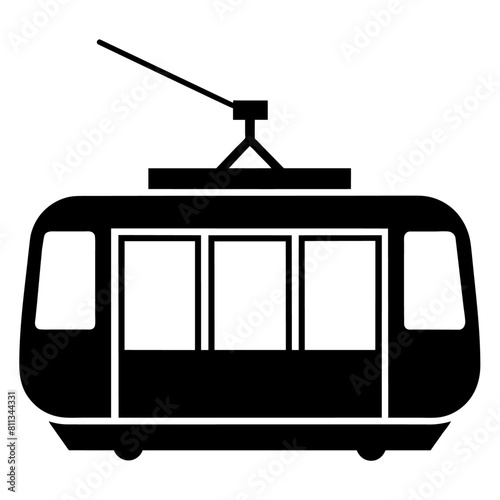 cable tram vehicle vector black silhouette, vector silhouette, black color silhouette (12)