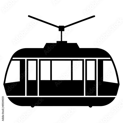 cable tram vehicle vector black silhouette, vector silhouette, black color silhouette (20)