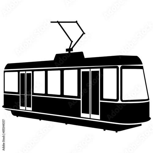 cable tram vehicle vector black silhouette, vector silhouette, black color silhouette (18)