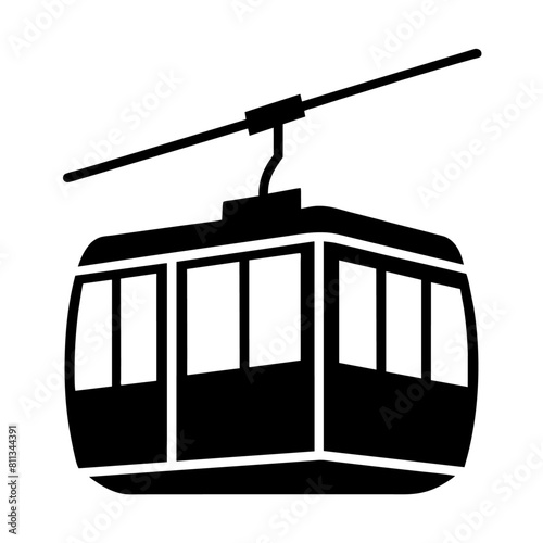 cable tram vehicle vector black silhouette, vector silhouette, black color silhouette (28)