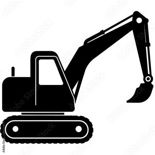 Excavator silhouette, vector silhouette, black color silhouette, white background (1)