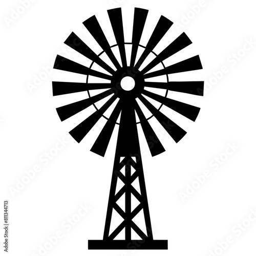 farm windmill vector silhouette, black color silhouette, white background (12)