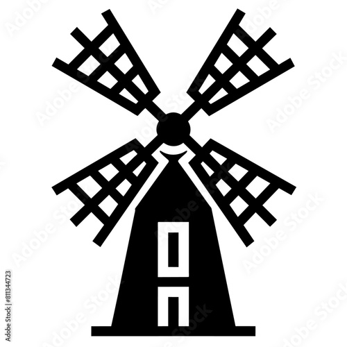 Obraz na płótnie farm windmill vector silhouette, black color silhouette, white background (9) w salonie