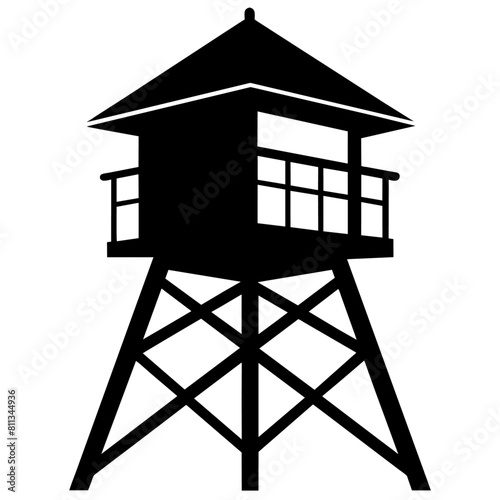 Lifeguard tower vector silhouette, black color silhouette, white background (2)