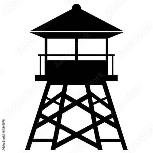 Lifeguard tower vector silhouette, black color silhouette, white background (13)