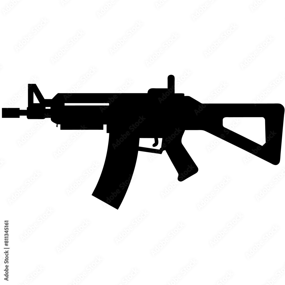 machine gun vector silhouette, black color silhouette, white background (14)