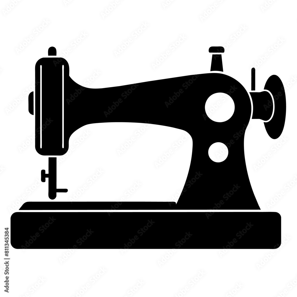 Sewing machine silhouette, vector silhouette, black color silhouette (3)
