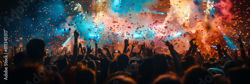 Crowd of People Celebrating With Confetti at a Party
