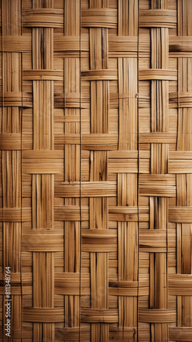 Bamboo weave background, handmade woven wall for interior decoration, textured canvas with intricate pattern
