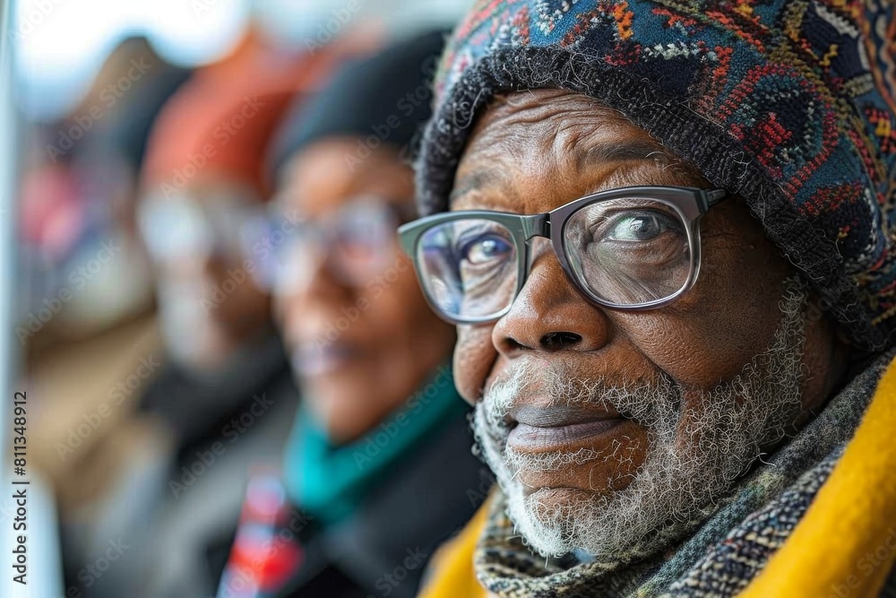 Close-up imagery showcasing a mix of winter wear and vibrant textile patterns suggesting cultural diversity Close-up imagery showcasing a mix of winter wear and vibrant textile patterns suggesting cultural diversity