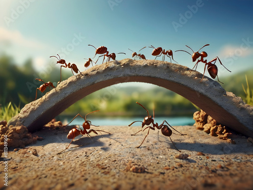 Ants unite, building bridges through teamwork. © Francesco 