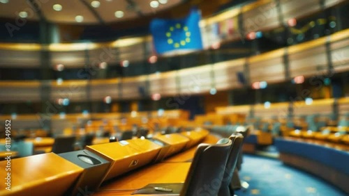 Fictional view of the interior of the European Parliament.. photo