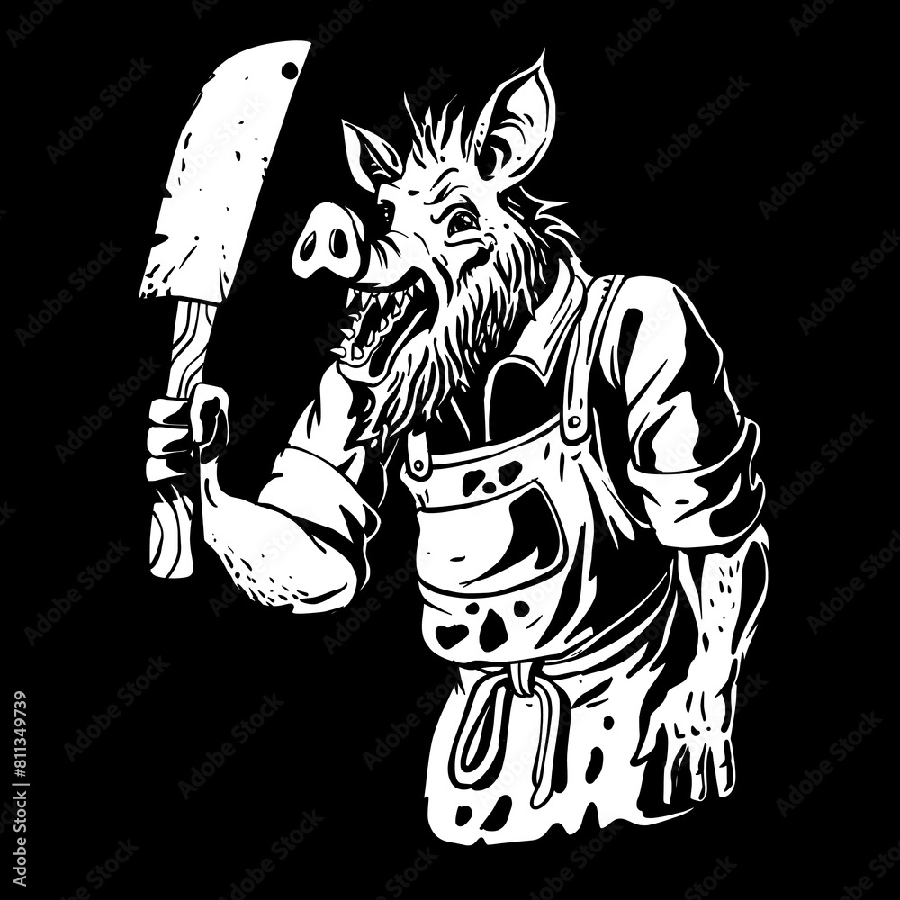 custom made wallpaper toronto digitalButcher Boar Vector Illustration
