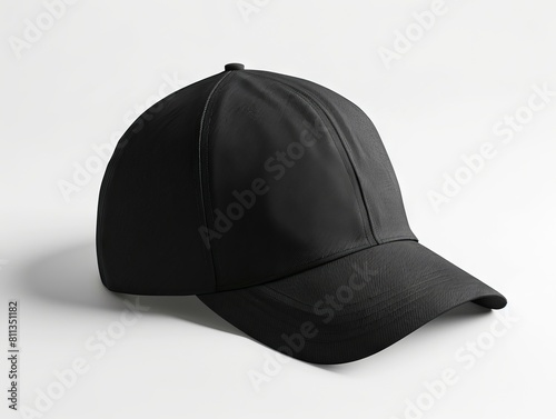 A black baseball cap on a white background. photo