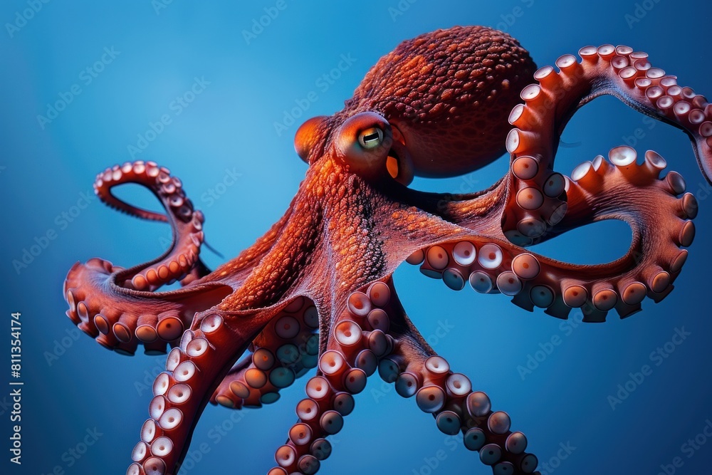 Naklejka premium A large octopus is swimming in the ocean