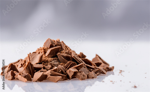 chocolate pieces isolated on white