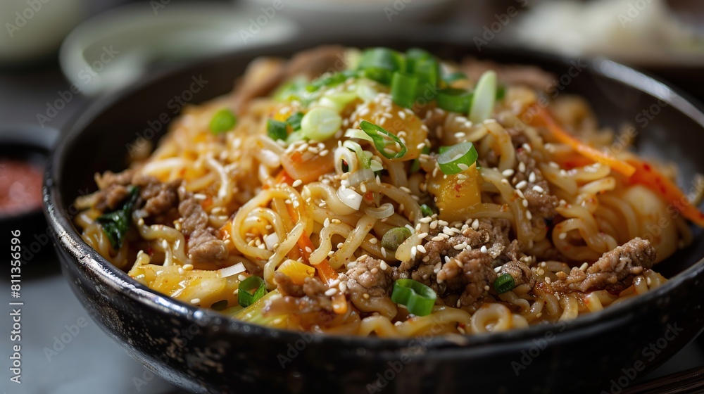 Naengmyeon Korean style noodle food. Generative Ai