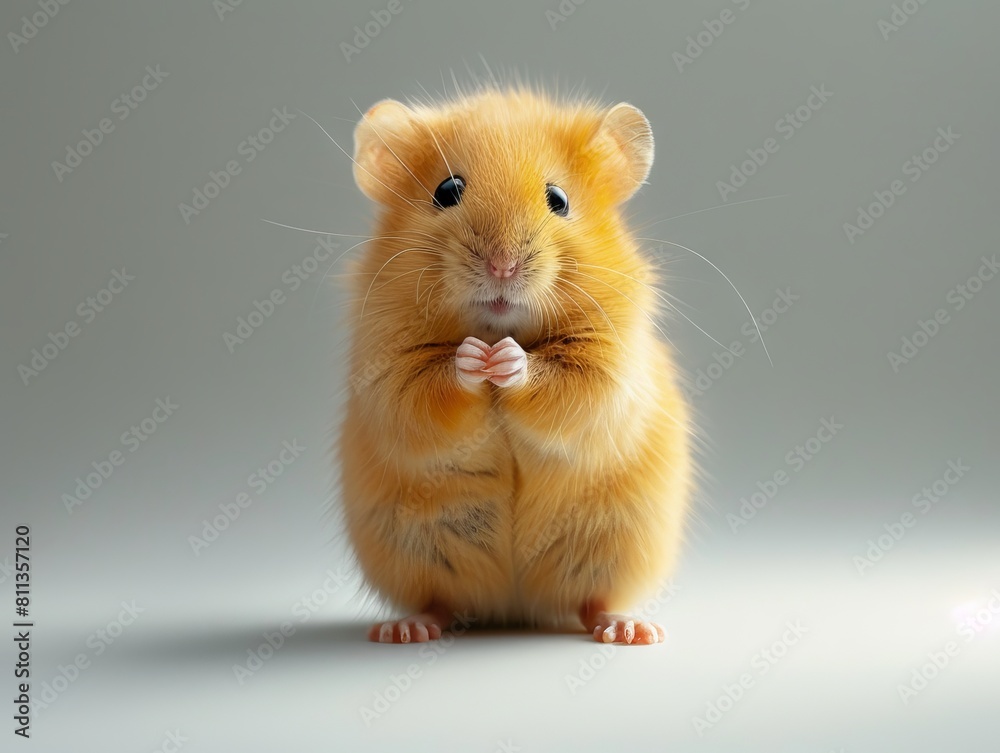 A small hamster is standing on a white background. Generative AI. A small hamster is standing on a white background. Generative AI.