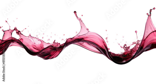 flowing velvet red wine splash frozen in an abstract futuristic 3d texture isolated on a transparent background.
