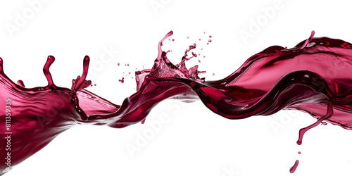 flowing velvet red wine splash frozen in an abstract futuristic 3d texture isolated on a transparent background.