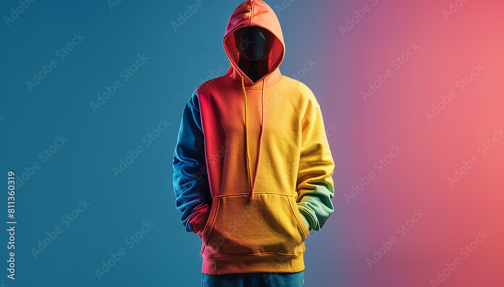 colourful hoodie mockup for boutique , banner , photo shoot generated by AI