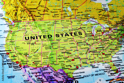 USA map with cities. USA on the World Map