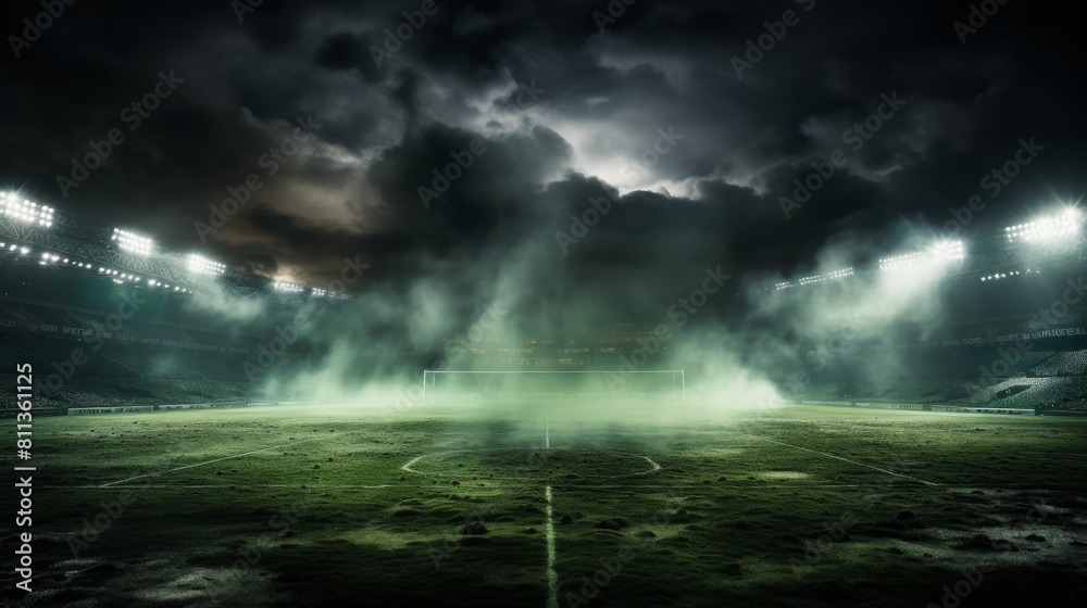 Fototapeta premium The Illuminated Empty Soccer Stadium