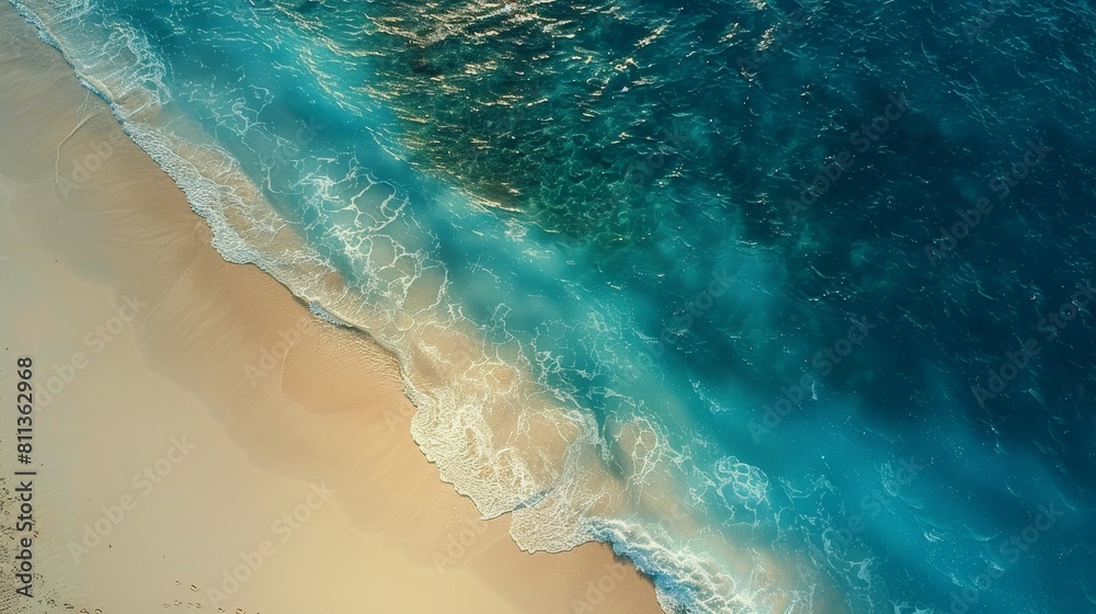 Aerial View of Ocean Waves and Sand