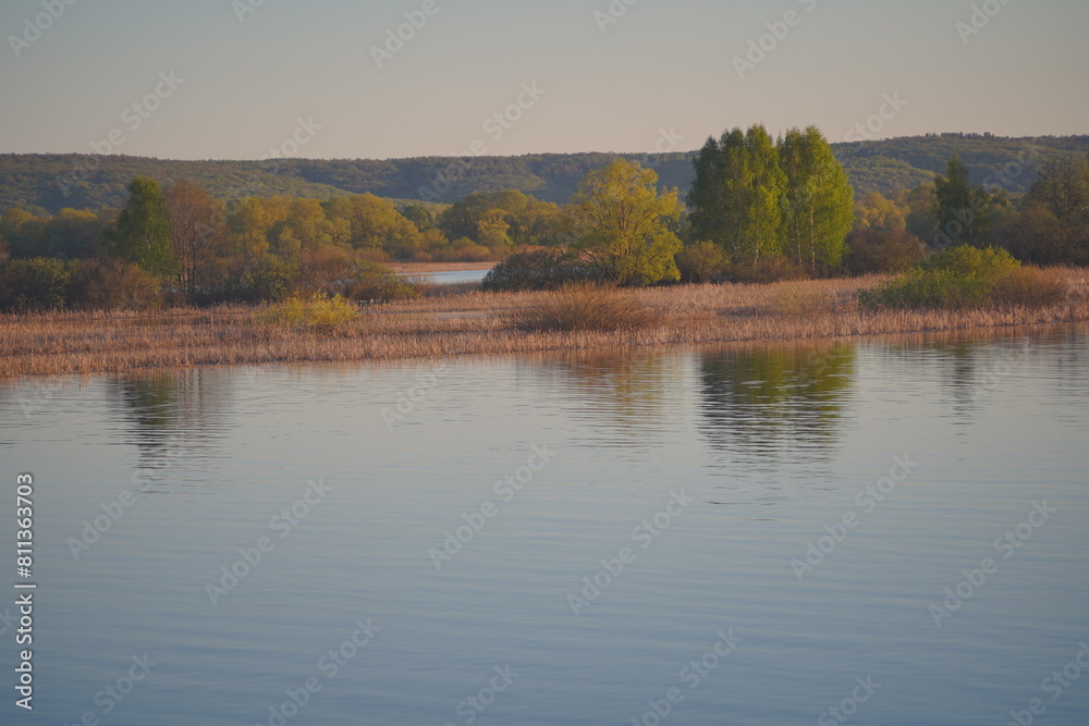Landscape of the Volga River at sunset Landscape of the Volga River at sunset