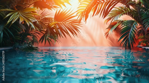 Palm Trees Surrounding Blue Pool