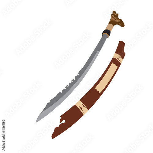 traditional weapon mandau icon vector illustration vector design